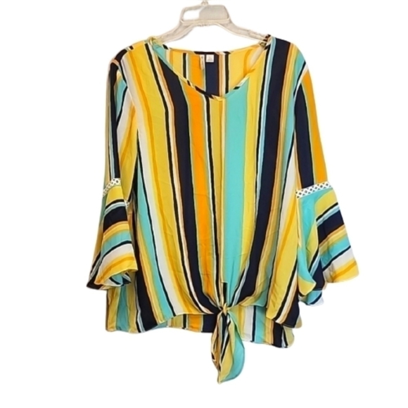 Est 1946 Bright Boho Blouse Spring & Summer Colors Beautiful Size Large Flowy - Picture 1 of 10